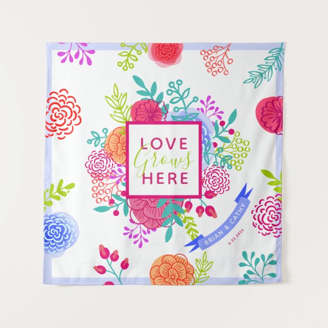 Tapete De Parede Buquê Floral de Primavera com cor brilhante (Frente)