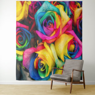 Tapete De Parede Buquê Rosas arco-íris