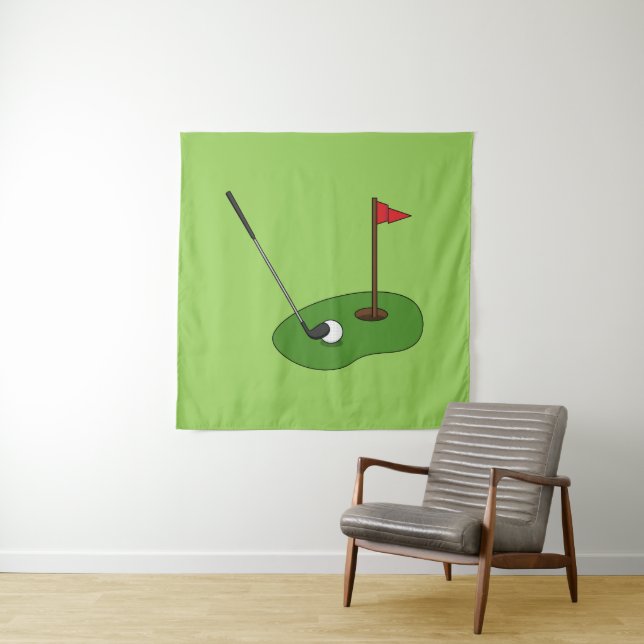Tapete De Parede Buraco de Curso de Golfe com Bandeira (In Situ)