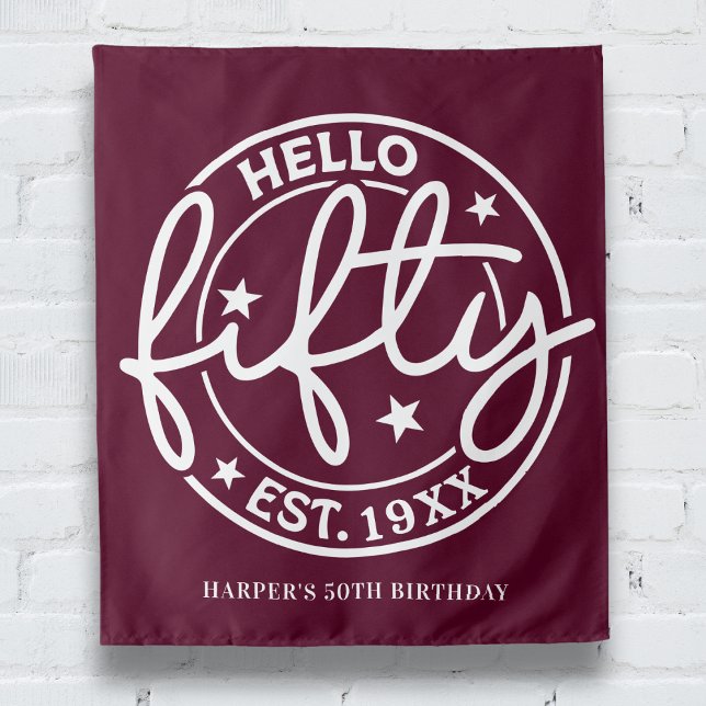 Tapete De Parede Burgundy Olá 50.º aniversário (Criador carregado)
