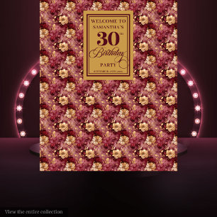 Tapete De Parede Burgundy Romântica Blush Dourado Banner de anivers