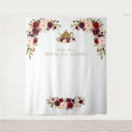 Tapete De Parede Burgundy Rosa Floral Chá de Noiva Cabine de Fotos