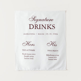 Tapete De Parede Burgundy Signature Drink wedding sign