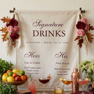 Tapete De Parede Burgundy Signature Drink wedding sign
