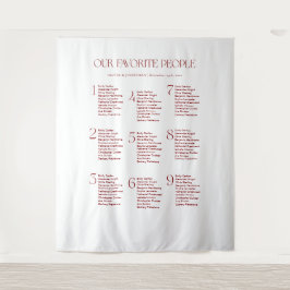 Tapete De Parede Burgundy Wedding Seating Chart Fabric 9 Tables