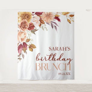 Tapete De Parede Burundy Orange Floral Birthday Brunch