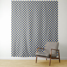 Tapete De Parede Butter yellow and blue checkered board pattern