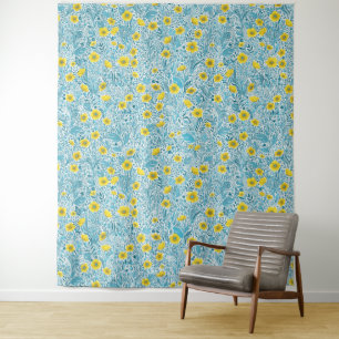 Tapete De Parede Buttercups, amarelo, azul e branco