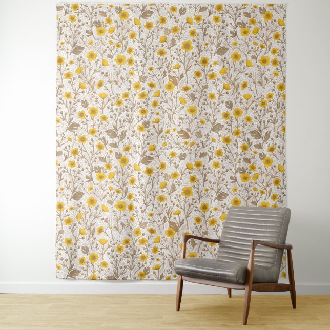 Tapete De Parede Buttercups, amarelo e marrom (In Situ)