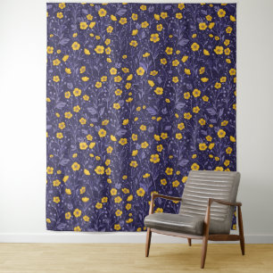 Tapete De Parede Buttercups, amarelo e violeta