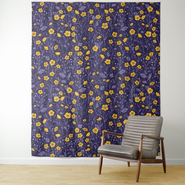 Tapete De Parede Buttercups, amarelo e violeta (In Situ)