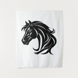Tapete De Parede Cabeça de Cavalo Preto Magnífico