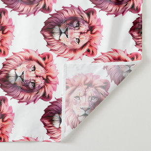 Tapete De Parede Cabeça de Leão Rosa Design de Padrão de Animal Bra