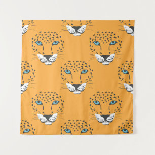 Tapete De Parede Cabeça de leopardo laranja, padrão perfeito.