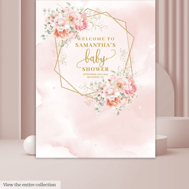 Tapete De Parede Cabine de chá de fraldas rosa-claro-doce (Sweet blush pink sage baby shower photo booth Tapestry)