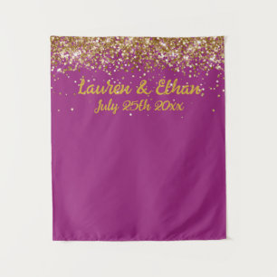 Tapete De Parede Cabine de Foto Casamento Brilho Dourado Personaliz