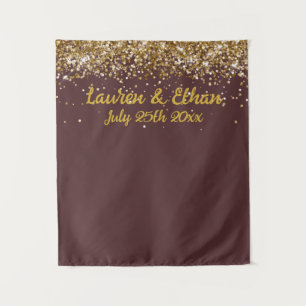 Tapete De Parede Cabine de Foto Casamento Marrom e Dourado Trufa Pe