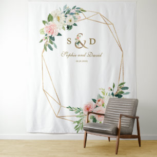 Tapete De Parede Cabine de Foto com Monograma de Ampersand Dourado