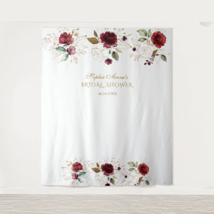 Tapete De Parede Cabine de Foto para Chá de Noiva Floral Dourado Bo