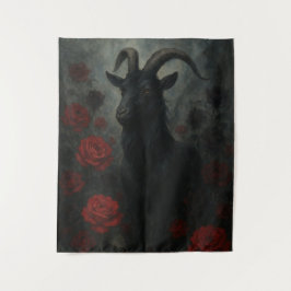 Tapete De Parede Cabra Negra Gótica com Arte Negra Rosa vermelha