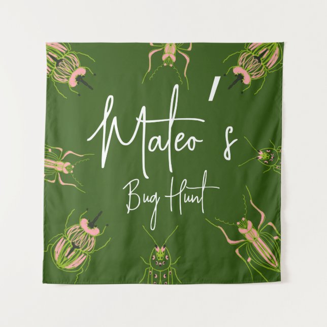 Tapete De Parede Caça ao Bug Festa de Aniversário Desenhada à Mão c (Frente)