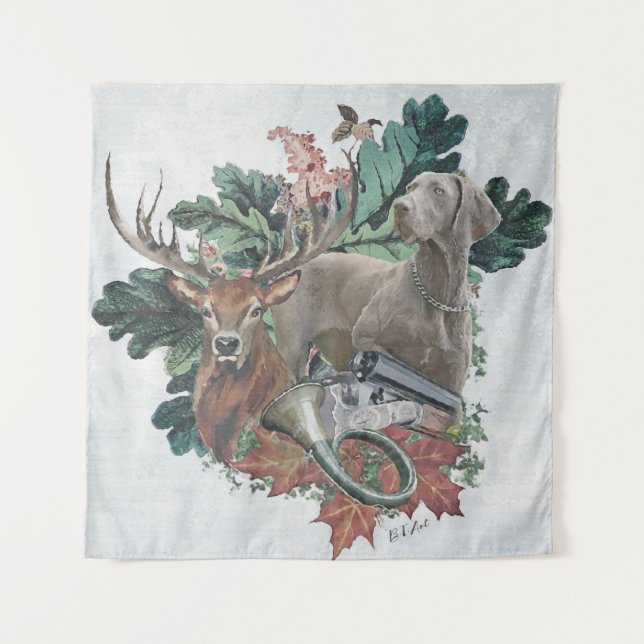 Tapete De Parede Caça com um Weimaraner, "Espírito de Cinzas" (Frente)