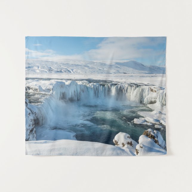 Tapete De Parede Cachoeira Godafoss Paisagem (Frente (Horizontal))