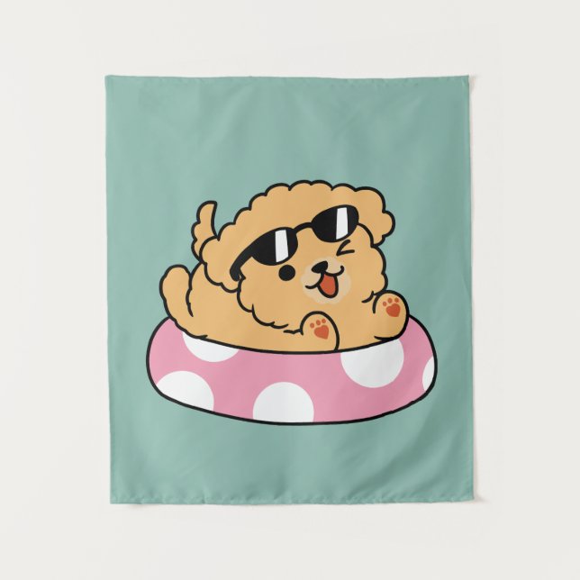 Tapete De Parede Cachorro de verão - Cachorro flutuante com óculos  (Frente)