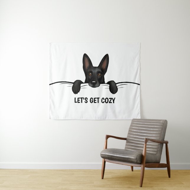 Tapete De Parede Cachorro German shepherd preto depenado na cama (In Situ (Horizontal))