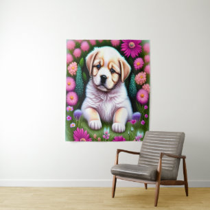 Tapete De Parede Cachorro na Arte do Jardim