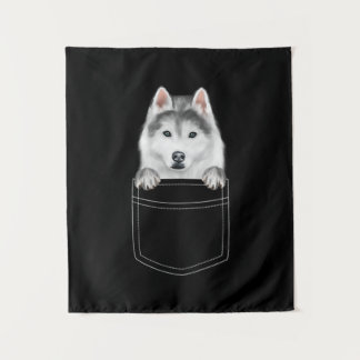 Tapete De Parede Cachorro Siberiano Husky Em Bolso |Presente Engraç