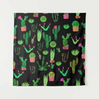 Tapete De Parede Cactos de aquarela sem costura padrão de planta