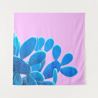 Tapete De Parede Cactus azul colorido sobre fundo cor-de-rosa. Moda