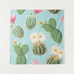 Tapete De Parede Cactus, flores cor-de-rosa: decor leve