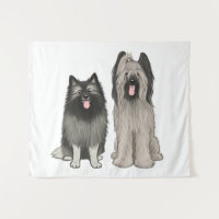 Cães de Cartoon Keeshond e Briard Cute