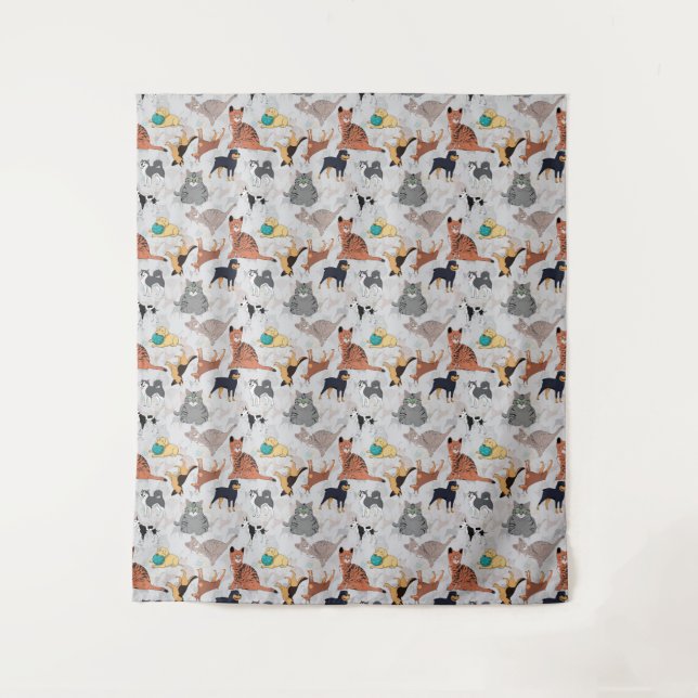 Tapete De Parede Cães E Gatos, Design (Frente)