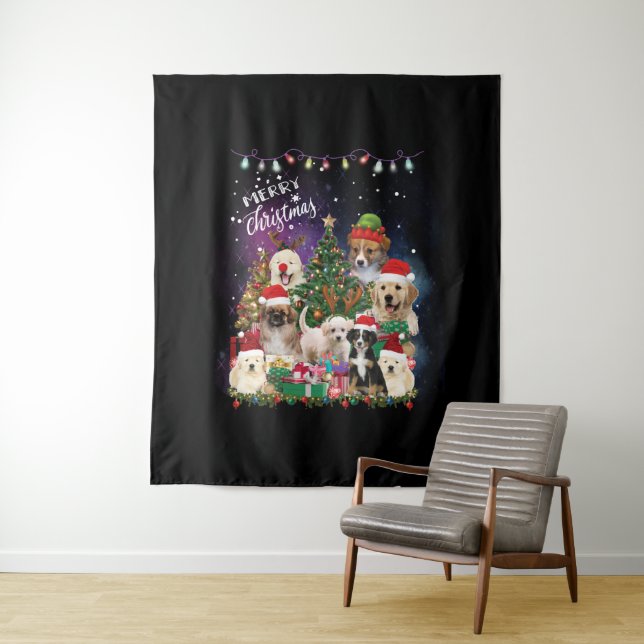 Tapete De Parede Cães Feliz Natal Luz (In Situ)