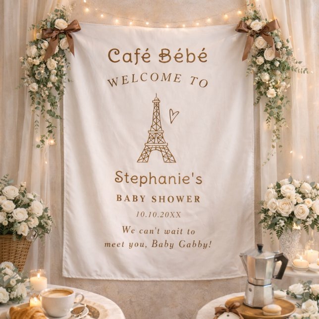 Tapete De Parede Cafe Bebe Coffee Baby Shower Fabric Welcome Sign (Criador carregado)