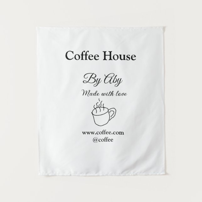 Tapete De Parede Café feito com amor adicionar texto site social (Frente)