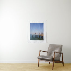 Tapete De Parede Cais com vista ao mar com iate na Turquia