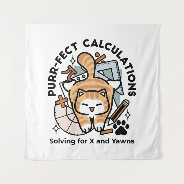 Tapete De Parede Cálculos Perfeitos – Design de Gato de Matemática  (Frente)