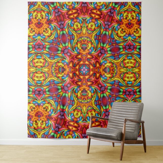 Tapete De Parede Caleidoscópio vermelho Freaky do Fractal do (In Situ)