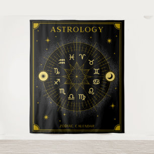 Tapete De Parede Calendário Astrologico Zodíaco - Preto