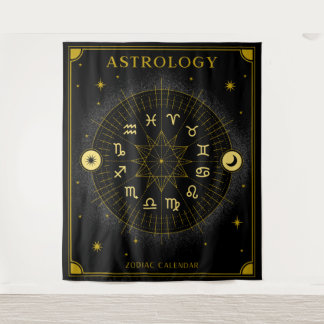 Tapete De Parede Calendário Astrologico Zodíaco - Preto