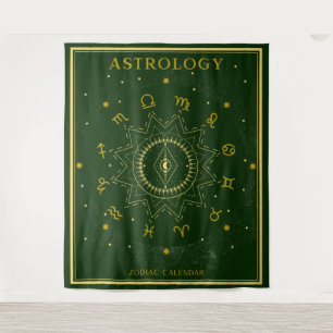 Tapete De Parede Calendário Astrologico Zodíaco - Verde