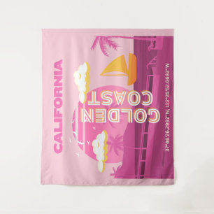 Tapete De Parede Califórnia, Arte de Viagem, Preppy, Rosa