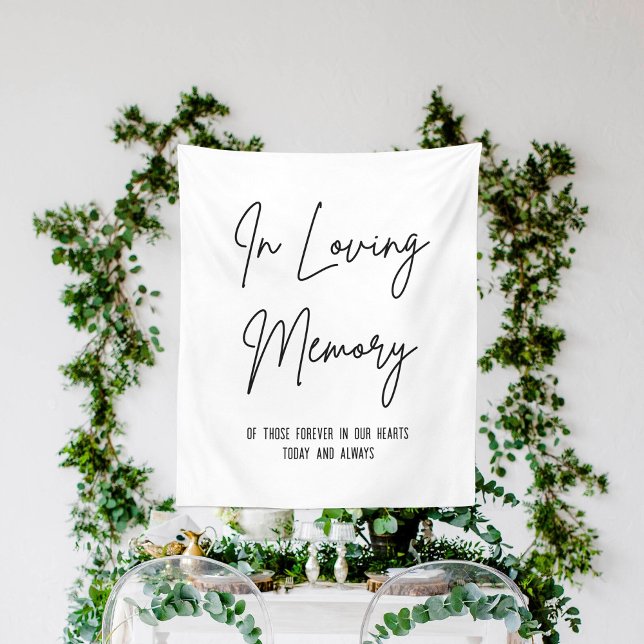 Tapete De Parede Caligrafia em Memória Amorosa Sinal de Casamento B (In Loving Memory Calligraphy White Wedding Sign Tapestry
)