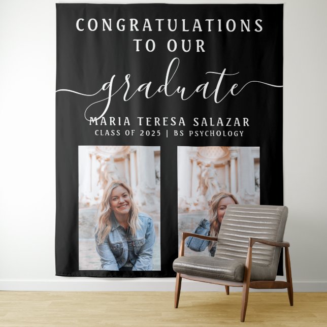 Tapete De Parede Caligrafia em Preto e Branco Foto 2 Graduação (In Situ)