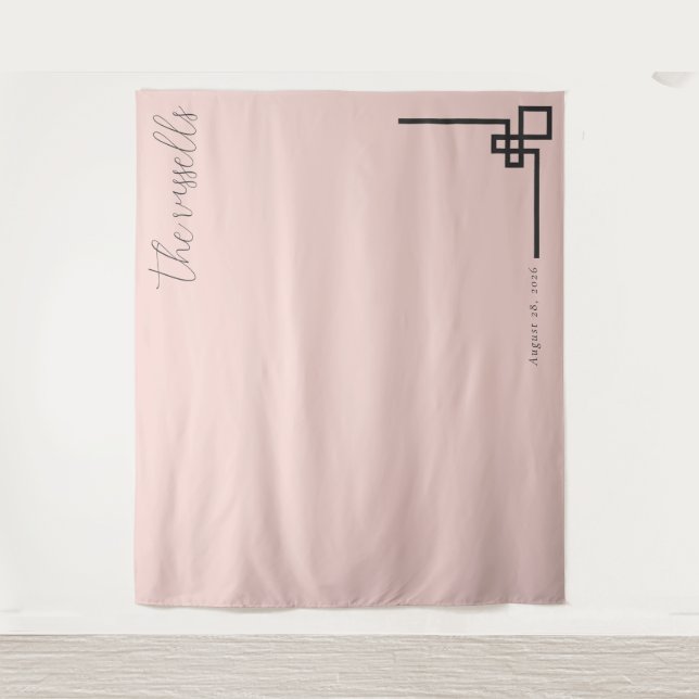 Tapete De Parede Caligrafia Geométrica Rosa Elegante (Frente)