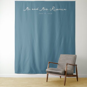 Tapete De Parede Caligrafia Minimalista em Azul Turquesa Elegante